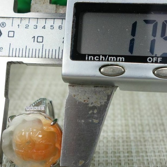 Certified Yellow 100% natural A jadeite jade Ring~Rich Flower 戒指 - Picture 12 of 12